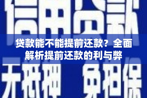 南区贷款能不能提前还款？全面解析提前还款的利与弊