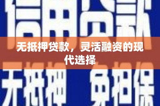 南区无抵押贷款，灵活融资的现代选择